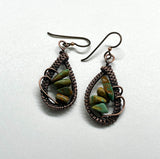 Hypoallergenic Wire Wrapped Copper and Kingman Turquoise Earrings