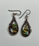 Hypoallergenic Wire Wrapped Copper and Kingman Turquoise Earrings