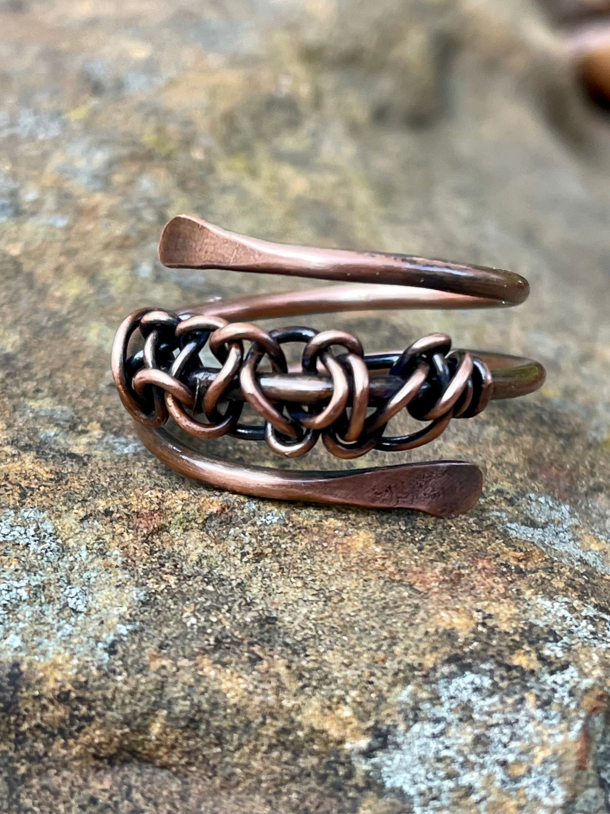 2 Copper Plated Adjustable Rings - Sizes 9-11, Medium/Large, Brass & Copper Mix