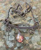 Colorful Garden Quartz Necklace in Wire Wrapped Copper. 