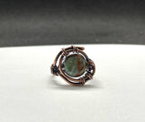 African Green Opal and Copper Ring.  Size 6.