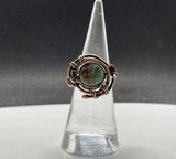 African Green Opal and Copper Ring.  Size 6.
