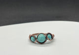 Wire Wrapped Copper Ring with 3 Turquoise Stones.  Size 9.