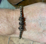 Adjustable Braided Leather Bracelet with Handmade Copper Beads.