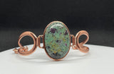 Adjustable Ruby in Kyanite Bracelet set in Copper.