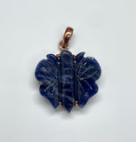 Carved Sodalite Butterfly Pendant set in Copper.
