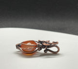 Mini Orange Carnelian Heart Pendant in Copper. 