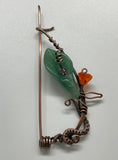 Copper Floral Aventurine and Crystal Pin.