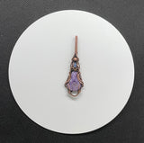 Purple Charoite Pendant in flowing Copper with Australian Opal Accent.