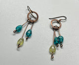 Dangling Vintage Glass Earrings in Copper with Niobium Ear Wires.