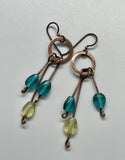 Dangling Vintage Glass Earrings in Copper with Niobium Ear Wires.