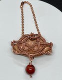 A one of a kind Copper Keychain in wire wrapped copper with a Red Jasper Dangle.