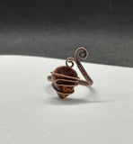 Adjustable Wire Wrapped Ring with Tumbled Red Brecciated Jasper.