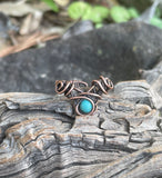 Adjustable Wire Wrapped Copper and Turquoise Toe Ring.