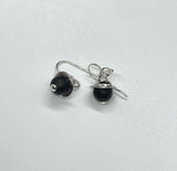 Sterling Silver Witch Hat and Black Matte Onyx Earrings