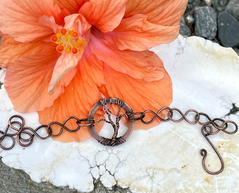 Adjustable Copper Tree of Life Bracelet