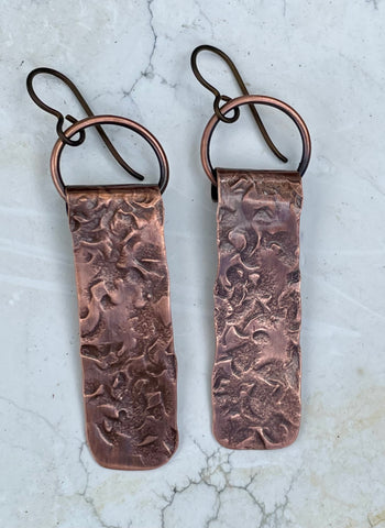 Hypoallergenic Embossed Copper Earrings