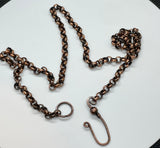 19" Solid Copper Rolo Chain with handmade clasp.