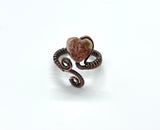 Adjustable Wire Wrapped Copper and Fancy Jasper Heart Ring.