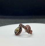 Adjustable Wire Wrapped Copper and Golden Sheen Obsidian Ring.