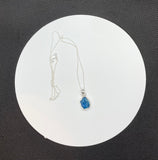 Raw Blue Apatite Necklace in Sterling Silver