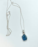 Raw Blue Apatite Necklace in Sterling Silver