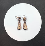Hypoallergenic Petrified Wood and Copper Earrings