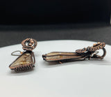 Hypoallergenic Petrified Wood and Copper Earrings