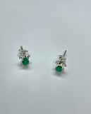 Sterling Silver Faceted Green Onyx Turtle Earrings