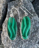 Stunning Green Malachite earrings set in Sterling Silver. 