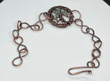 Adjustable Copper Tree of Life Bracelet with Glass Bead leaves.