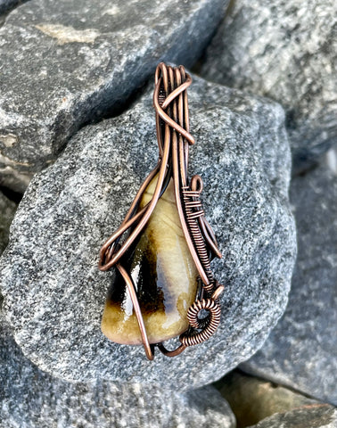 Multi-colored Tourmaline and Copper Pendant.