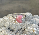 Sterling Silver Peruvian Pink Opal Moon Ring