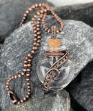 Heart Glass Bottle Keepsake Necklace in Copper