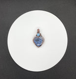 Blue Dumortierite Heart Pendant with Blue Chalcedony Accent in Copper