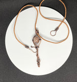 Peach Moonstone, Copper and Leather Necklace