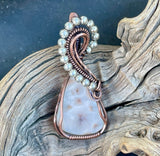 Natrolite Pendant in Copper with Sterling Silver Plated Bead Accents