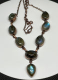 Adjustable Labradorite and Copper Station Necklac