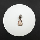 Natrolite Pendant in Copper with Sterling Silver Plated Bead Accents