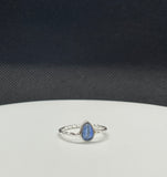 Sterling Silver Twisted Band Blue Kyanite Teardrop Ring