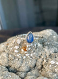 Sterling Silver Twisted Band Blue Kyanite Teardrop Ring