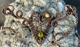 Tree of Life Heart Necklace in Copper with Mookaite Sun and Dragon's Vein Agate.