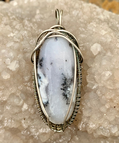 Dendritric Agate Pendant in Sterling Silver