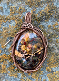 Vibrant Flame Jasper Pendant that's full of color in hand wrapped copper. 