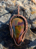 Colorful Fruit Jasper Pendant wrapped in copper