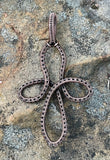 Lightweight Hand Woven Celtic Copper Cross Pendant. 