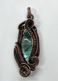 Beautiful Blue / Green Labradorite Pendant in layers on handwoven Copper.