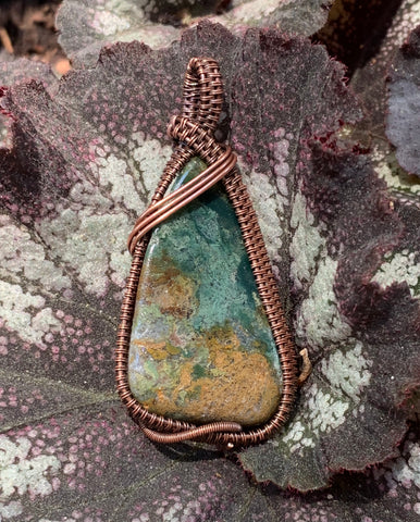 Tumbled Sea Jasper Pendant in Copper