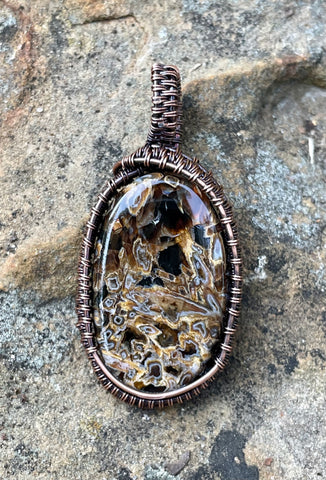 Stick Agate Pendant in Copper with a variety of intriguing patterns and colors. 