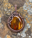Petrified Wood and Copper Pendant